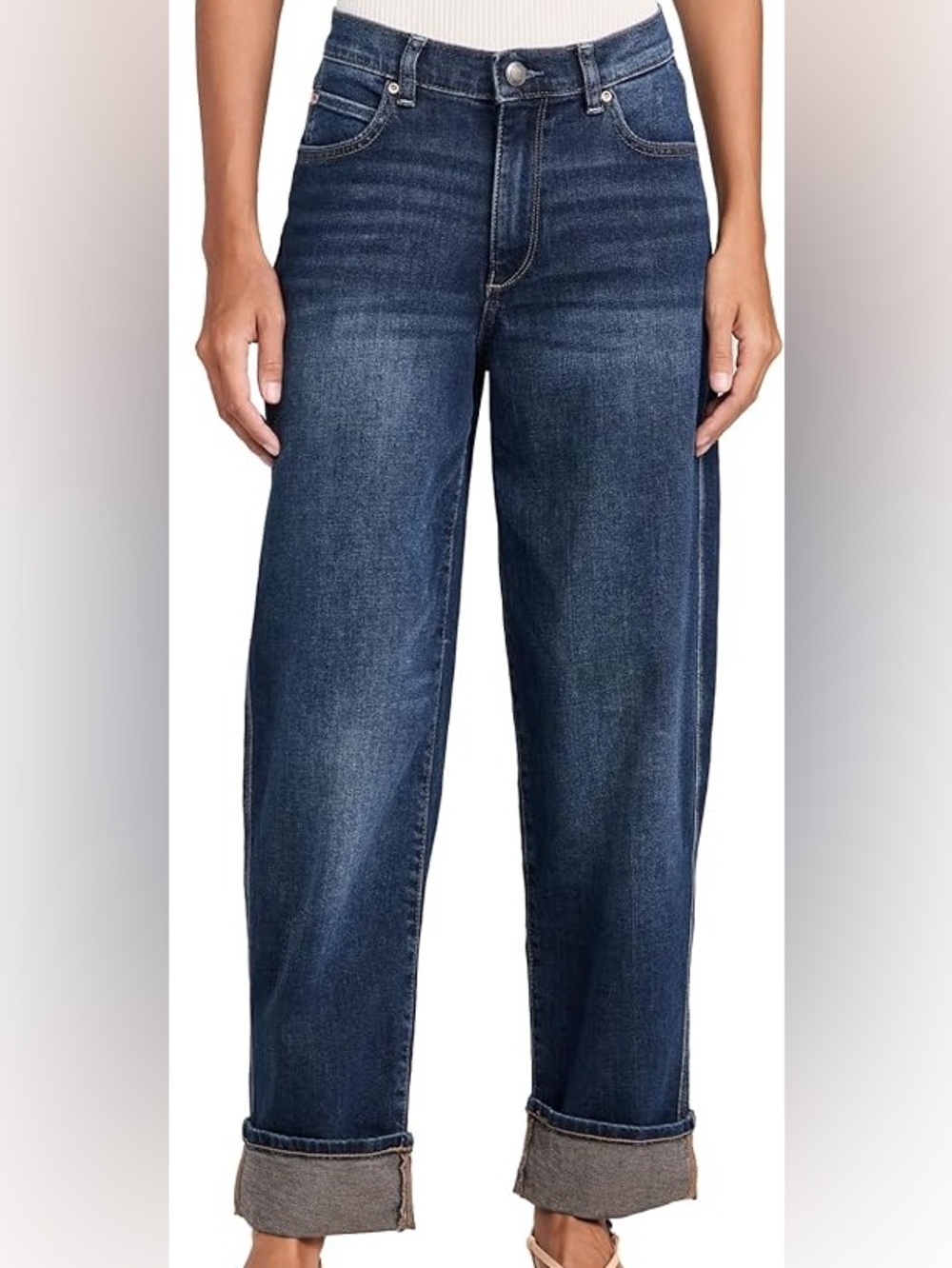 DL1961 Women's Thea Boyfriend Relaxed Fit Jeans in Dark Blue Denim (Bluffview)